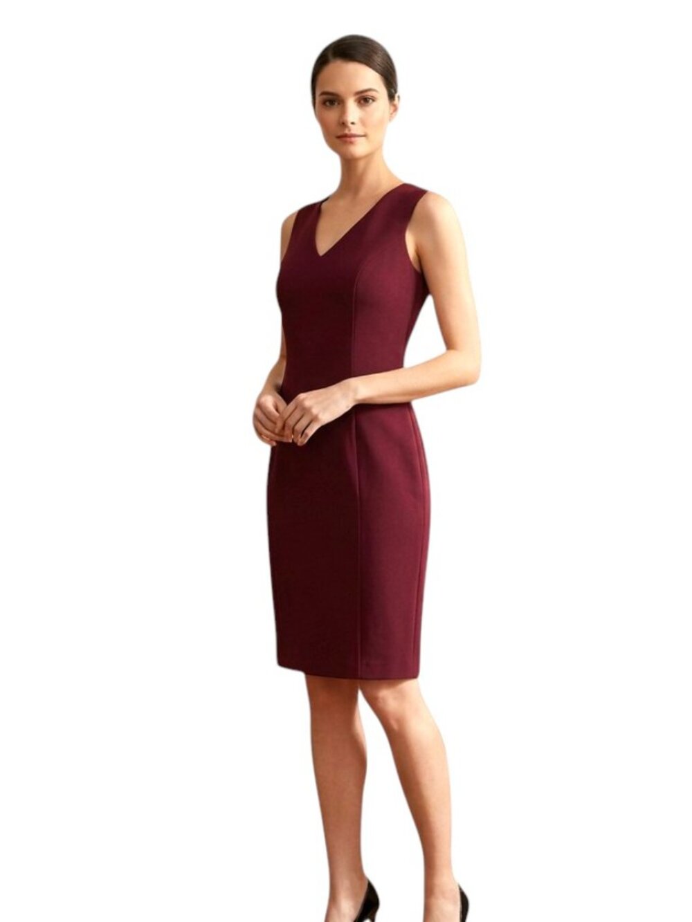 White House Black Market Burgandy Sheath Dress, US2